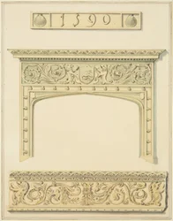 Chimneypiece and beam in upper room and cornice in lower room, 9 Small Street