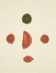 Five Seals of Robert Atwaller, Unknown Seal, Margaret Mewyrk, Prioress of St Mary Magdalen and John Vrell