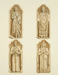 Four figures decorating the doors made by Clarke, on each side of the altar of St Mark