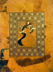 Gallant scene, decorative inlay on door to music hall, Vienna, Austria