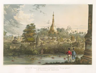 View of the Great Dagon Pagoda at Rangoon from the West, Engraved by Henry Pyall, 1825-26