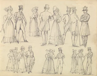 Fashionable Men and Women Conversing