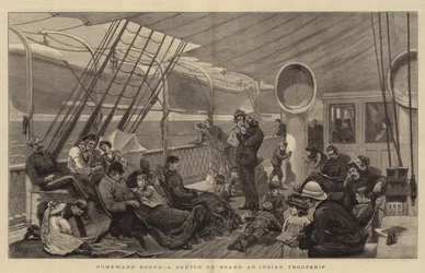 Homeward Bound, a Sketch on Board an Indian Troopship