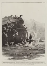 The Loss of HMS Victoria, the Men jumping from the Ship as she turned bottom upwards before going down