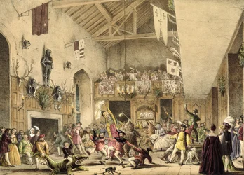 Twelfth Night Revels in the Great Hall, Haddon Hall, Derbyshire, from 