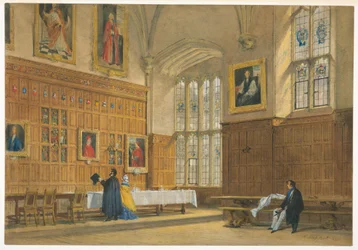 View of the Dining Hall in Magdalen College, Oxford, 1856