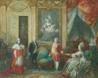 Louis XVI and His Wife Marie Antoinette Receiving a Cardinal