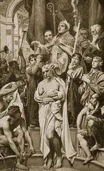 The Baptism of Clovis, Rheims, 496 AD, illustration from 