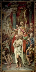 The Baptism of King Clovis I in Reims by Saint Remi on December 25, 496. 19th Century. Paris, Pantheon