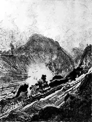 The Cut from Culebra, plate XIII from The Panama Canal by Joseph Pennell