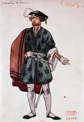 Costume for character of Faust in Damnation of Faust by Hector Berlioz, sketch by Joseph Porphyre Pinchon (1871-1953)