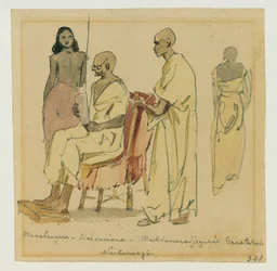 Buddhist High Priest with Assistants in Ceylon