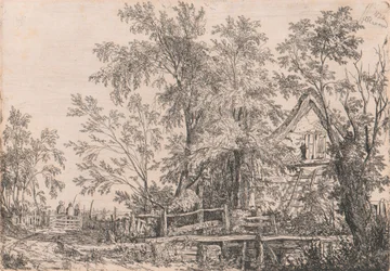 Derelict Cottage in Landscape with Figures