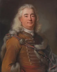Portrait of a Man in Hussar Uniform, Perhaps Ladislaus Kökényesdi von Vetes (circa 1680-1756)