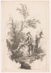 Man and Woman with a Basket of Poultry (series title: Four Seasons)