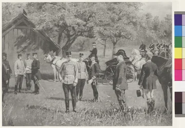 Emperor Franz Joseph I and Emperor Wilhelm II on the Rendezvous Square in Totis