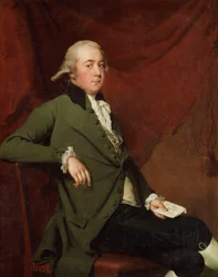 Portrait of Edward Abney, seated three-quarter-length, in a Green Coat, Holding a Letter against a Red Curtain