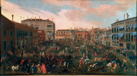 The Hunting of Bulls at Campo San Polo in Venice (1648)