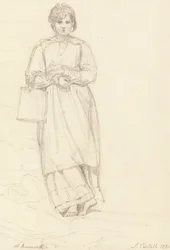 Young Girl Holding a Milk Can