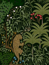 Tiger in Lush Jungle