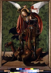 Reverse of an altarpiece: Saint Michel defeating the demon