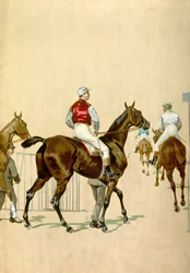 Horses and Jockeys, 20th century (illustration)