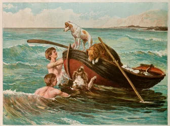 Dogs in a Boat, 20th century (illustration)