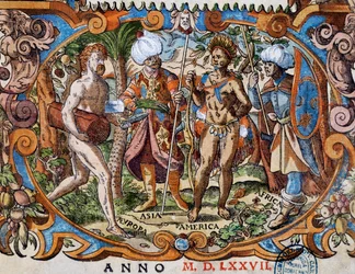Four Continents (detail) from Titlepage, Engraving by Jost Amman