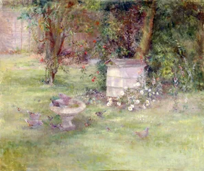 Birdbath in a Yard