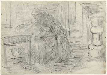 Interior with a Woman Doing Handwork and a Child