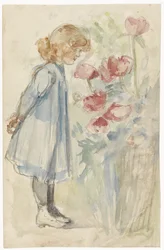 Standing Girl in Flower Garden