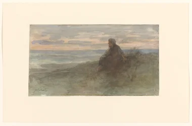 Sitting Woman on a Dune by the Sea