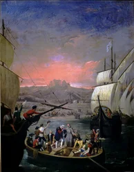 Starting in 1492 Palos Caravels Santa Maria, the Pinta and the Nina