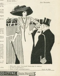 Illustration of J Gris (1887-1927) in Le Lire, 02/10/09 - Fashion, Hat, Life of the Rich, Hippism - Women