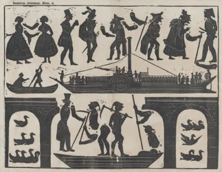 Sheet 4 of figures for Chinese shadow puppets, ca. 1850-70