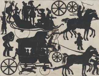 Sheet 5 of figures for Chinese shadow puppets, ca. 1850-70.