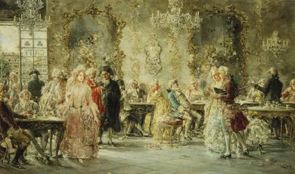 Elegant Figures in a Parisian Cafe