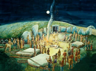 Neolithic Ceremony at West Kennet Long Barrow, Wilshire