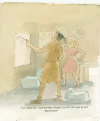 The Master Craftsman Draws Out Designs for Julia