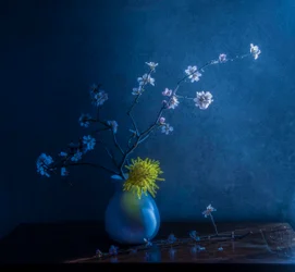 Blue Blossoms And Vase