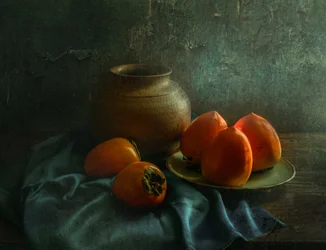 Rustic Persimmon Still Life