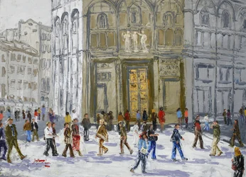 Bustling European City Square