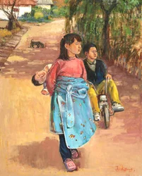 Children on a Village Path