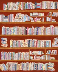 Colorful Patterned Bookshelves