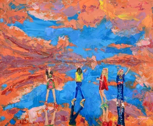 Girls Under Sunset Sky