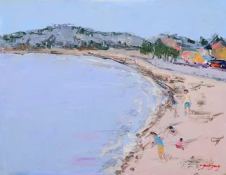 Kids Playing On Beach