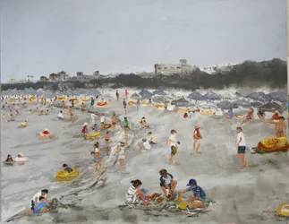 Lively Beach Scene