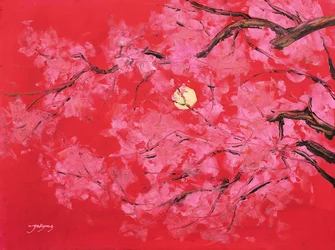 Red Moon Cherry Blossoms