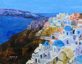 Santorini Blue Domes