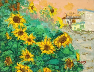 Sunflowers and City